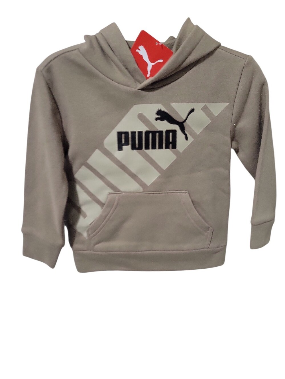 Puma Kids Taupe Pullover Hoodie with Logo Size 4